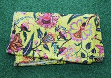Twin Kantha Quilt Bedspread Floral Cotton Multicolor Boho Gypsy Blanket
