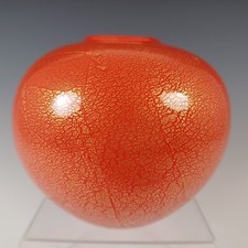 LABELLED Isle of Wight Studio 'Azurene Red' Glass Globe Vase
