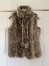 Brave Soul Faux Fur Gilet, Brown / Oyster / Mink Colour, XS / UK 8, Barely Worn