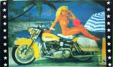 Girl & Motorcycle Large Flag 5