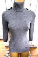 KAREN MILLEN SKINNY FIT ROLL NECK WOOL JUMPER SIZE 1 (8/10)