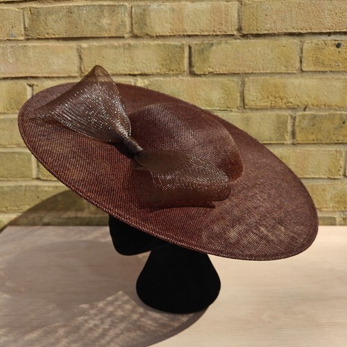Dark brown bow wide brim - bow,
