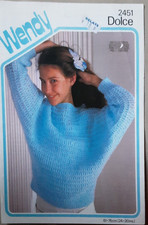 Orig Vintage Wendy Dolce Girls Batwing Sweater 24"-30" Knitting Pattern 2451