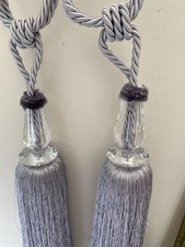 Pair of Luxury Silver and Crystal Style Curtain Tie Hold Backs.