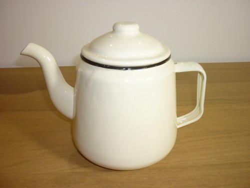 Cream and black enamel - cream, teapot