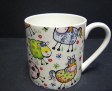 Extra Large Fine Bone China One 1 Pint Pot Mug Rik's Crazy Farm Animals UK