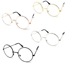 ADULTS/KIDS Round Clear Lens Glasses Wizard Hippie Frame Novelty Fancy Dress UK