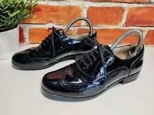 WOMENS CLARKS CUSHION PLUS UK 4.5D BLACK PATENT LEATHER LACE UP BROGUE SHOES