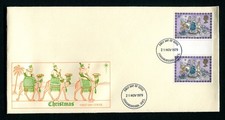 1979 Christmas 8p Gutter Pair FDC. Philart Loughborough First Day Cover. SG 1104