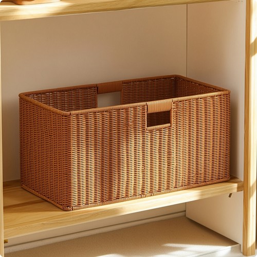 Plastic weave storage basket - storage,