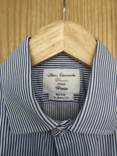 TM Lewin John Francomb 15" 38" Fitted Non-iron Blue & White Stripe Shirt