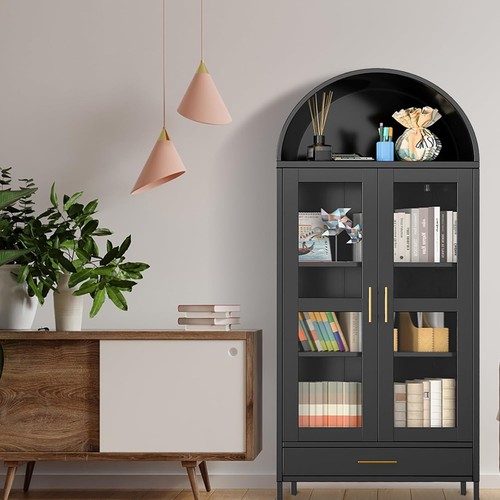 Tall arched bookcase metal - 73",