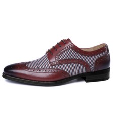 Men's Patchwork Plaid Brogue