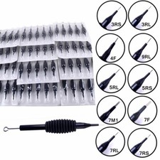 60x Tattoo Needles Disposable Tattoo Tubes 3/4" Black Set Mixed Sizes 4F 7F 9F