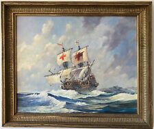 Kenneth Cooper - 'Golden Hind Rounding The Horn' dated 1985. Original oil. 
