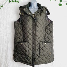 Joules Heritage Green Chatham Longline Gilet With Detachable Hood Size 20-22.