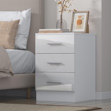 REFLECT Gloss Bedroom Furniture 3 Drawer Bedside - 4 Colour Options