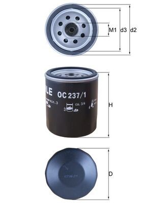 Mahle 237 oil filter - oc,