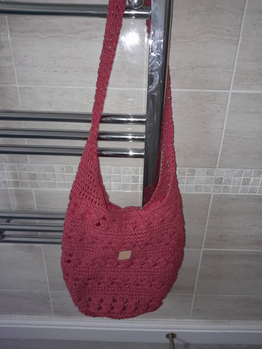Large red lined string bag - large,