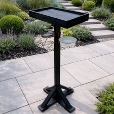 Wooden Black Bird Table Feeder
