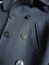 Vintage Mens Navy Pea Coat Extra Small XXS 34-36
