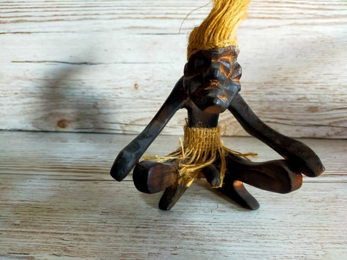 Vintage tribal art hand carved - tribal,