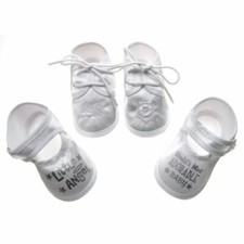 Newborn Baby Girl Pram Crib Cot White Satin Shoes Booties Bootees - 0-4 Months