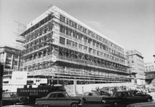 Scaffolding surrounds a new