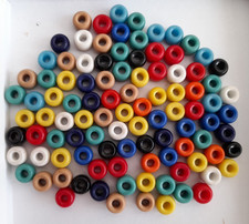 Vintage 1970's Galt GLASS THREADING BEAD x 100 - MIXED COLOURS for Crafting/Art