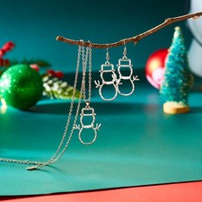 Fashion Christmas Snowman Crystal Earrings Necklace Set Women Party Jewelry Gift