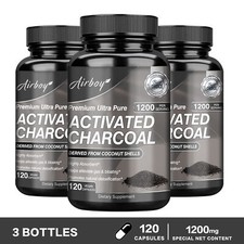 Organic Activated Charcoal Capsules 1200mg - Highly Absorbent, Detox Cleanse