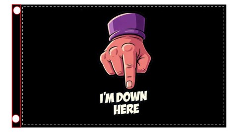 Down here festival flag - here,