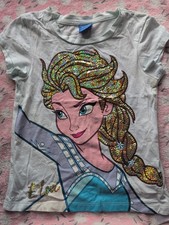 Girls Elsa Frozen Sequin Hair Top Blue Primark Size 4-5