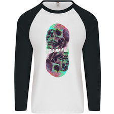Synthesize Skulls Mens L/S Baseball T-Shirt