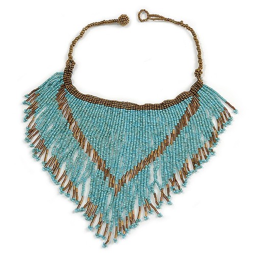 Statement glass bead bib - bead,