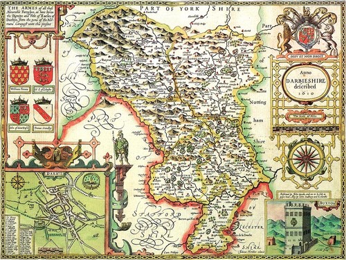1610 county map derbyshire - county,