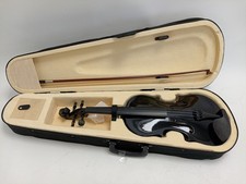 Black Acoustic Violin with Bow and Hard Case - Full Size 4/4 Bundle Unbranded 