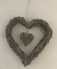 Painted Wicker Hanging Hearts