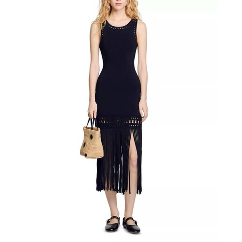 Sandro crochet fringe black - sandro,