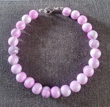 Pink And White Beaded Memory Wire Bracelet