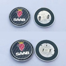 2x Saab Front Bonnet Rear Boot Badge 93 9-3 95 9-5 2003-2010 Black Carbon Style