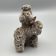 Spaghetti poodle figurine 8cm tall, 1950's Japan, gold collar, paw up