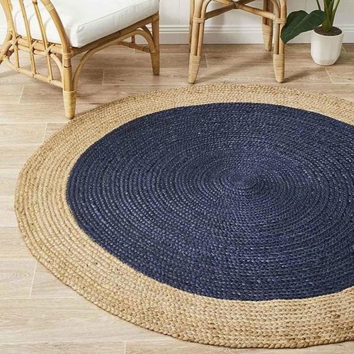 Round blue with beige - beige, boder
