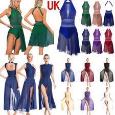UK Womens Lyrical Dance Costume Flowy Contemporary Ballet Dance Leotard Dress