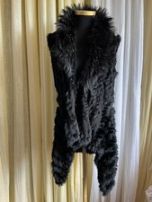 Jayley Genuine Fur Knitted Waterfall Gilet Waistcoat Small