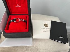 Genuine OMEGA Sailing Braided Black Leather Bracelet Wrist Size 21 cm M