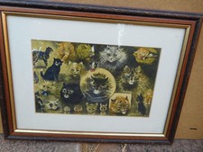 Fun Louis Wain Vintage antique original print multiple cats artist drawing