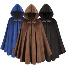 Medieval Hooded Cloak Suede