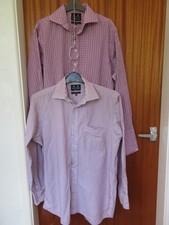 Two Stephens Brothers Red Patterned Long Sleeved Shirts Size 15.5", Stripe Check