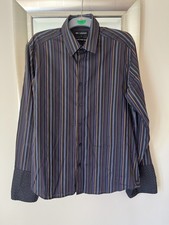M&S AUTOGRAPH LUX ITALIAN FABRIC STRIPED SHIRT , SZL , Good Used Cond , COTTON